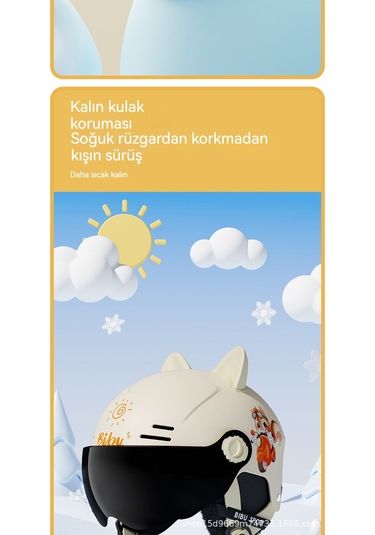 Erkek Ve Kız Elektrikli Motosiklet Çocuk Kış Mevsimi Bebek Güvenliği Yarım Kask Yeni Ulusal Standart 3c Kayısı Renkli Kedi Kulakları 2-16 Yaş Arası Giyilebilir Güneş Koruyucu Kısa Ayna