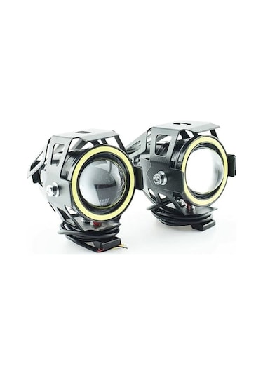 U7 Motosiklet Sis Far Led Mercekli Angel Led 2 Adet 3 Modlu