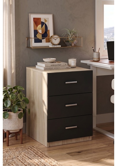 Yurudesign Vario C Ofis 3 Lü Keson Meşe-Siyah