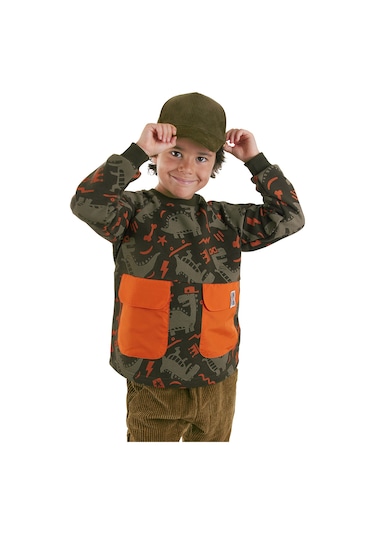 Denokids Kaykay Dino Erkek Çocuk Sweatshirt - Kahverengi