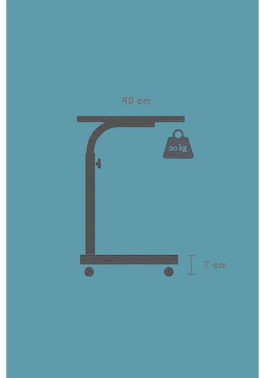 Laptop Sehpası Çalışma Masası Yükseklik Ayarlı Tekerlekli 80-40
