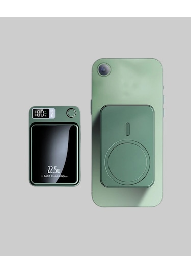 Magsafe Powerbank 22.5w Hızlı Şarjlı Ve Kompakt Kablosuz Şarj Cihazı Siyah