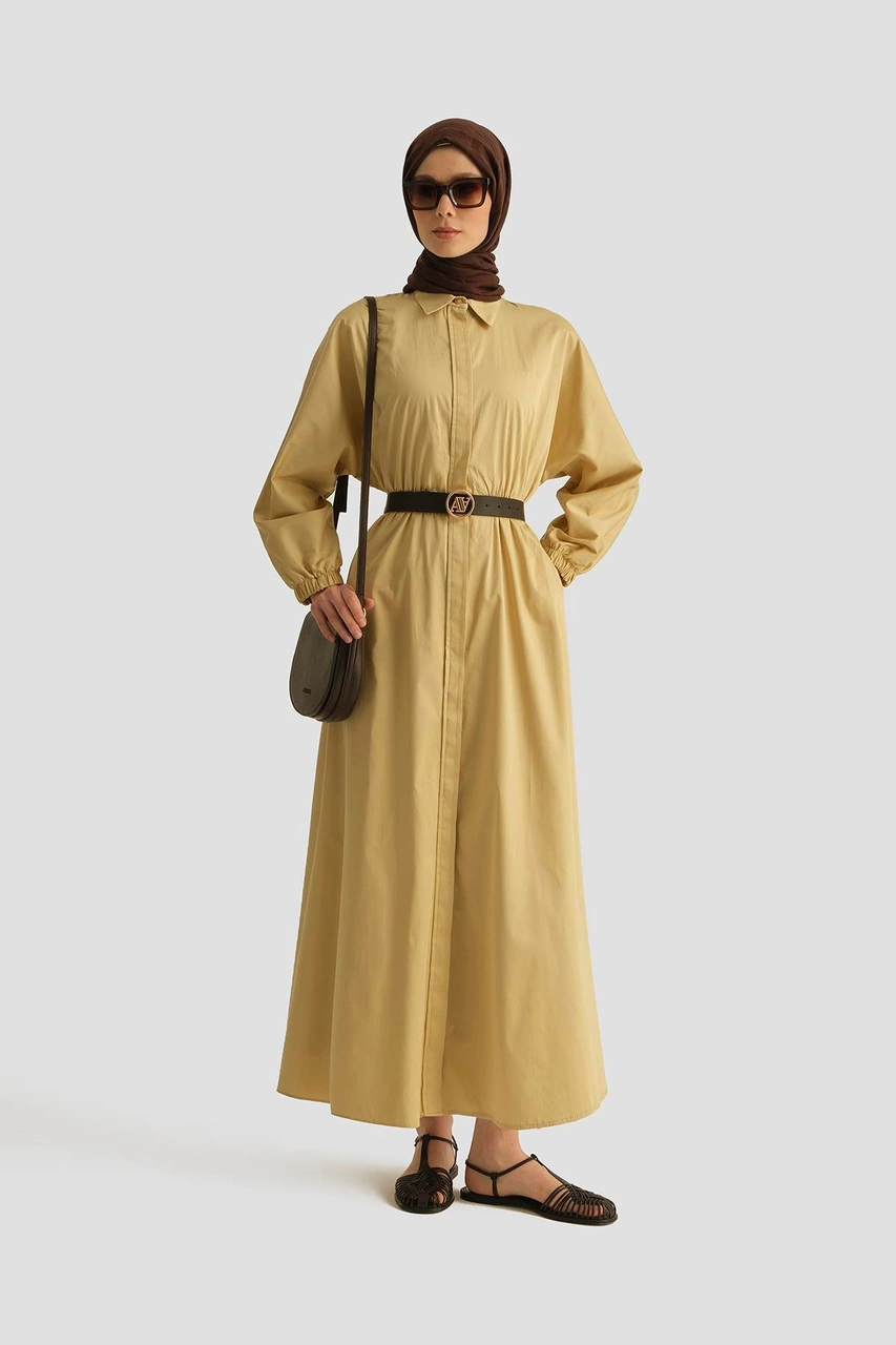 Armine Gömlek Elbise 25yd9025-1 Limon Sarı Sarı