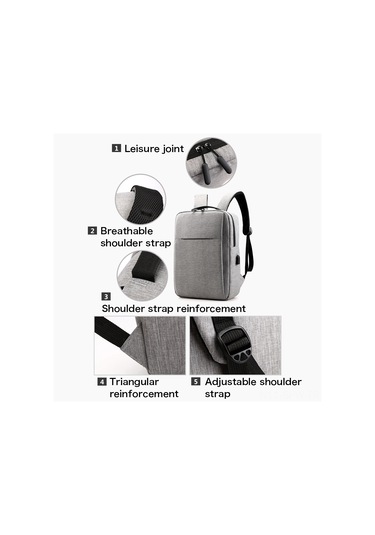 Maiyame Usb Şarj Portlu 14l Hafif Yüksek Kapasiteli İş/seyahat Çanta - Gri 28x12x41cm
