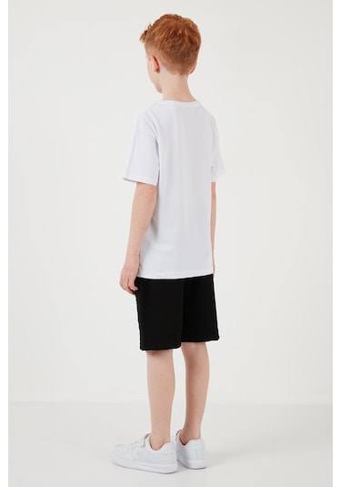 Lela Pamuklu Regular Fit Bisiklet Yaka Şortlu Alt-Üst Erkek Çocuk Takım 6212018 Beyaz