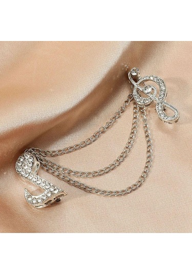 Unisex Yapay Elmas Broşlar Çinko Alaşımlı Atkı İğneleri Klips Moda Müzik Notaları Broş Erkek Kadın Gümüş