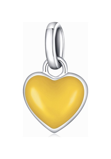 S925 Ayar Gümüş Kalp Kolye Dıy Bilezik Kolye Aksesuarları Sarı Çok Renkli