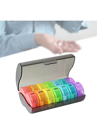 Suntek Magideal Hap Kutusu Kabı Haftalık 7 Günlük Siyah-ve-çok-renkli