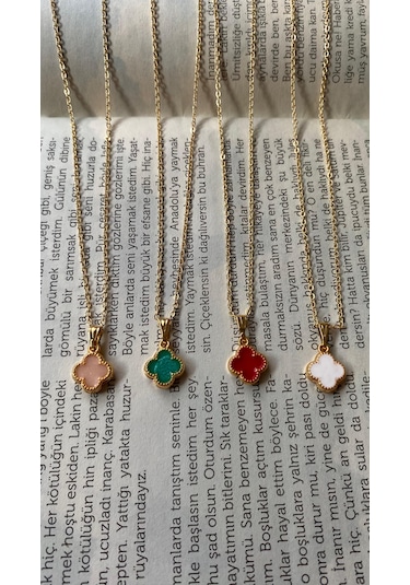 İlknur Doğal Taş Evi Yeşil Yonca Kadın Kolye