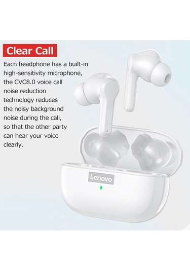 Novahub Lenovo Lp1s Kablosuz Kulaklık - Spor Kulaklık, Hafif & Konforlu, 10mm Hoparlör, 40mah Pil, 10m Menzil, Siyah