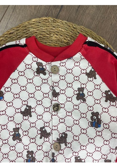 Panda Baskılı Relaxed Eşofman Takımı Kırmızı