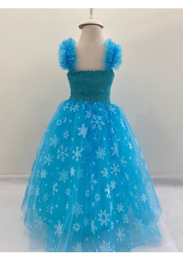 Kara Kedi Kostüm Evi-baskılı Kısa Kol Elsa Kostümü Mavi