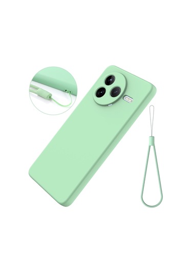 Xiaomi Poco F7 Pro İçin Düz Renk Sıvı Silikon Damlamaz Tam Kapsama Telefon Kılıfı Yeşil