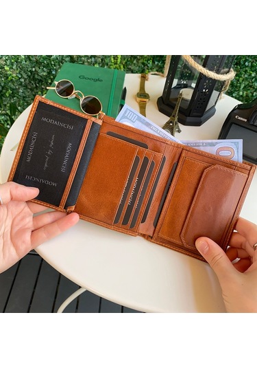 Modica Eretna - Hakiki Deri Bozuk Para Bölmeli Erkek Cüzdan