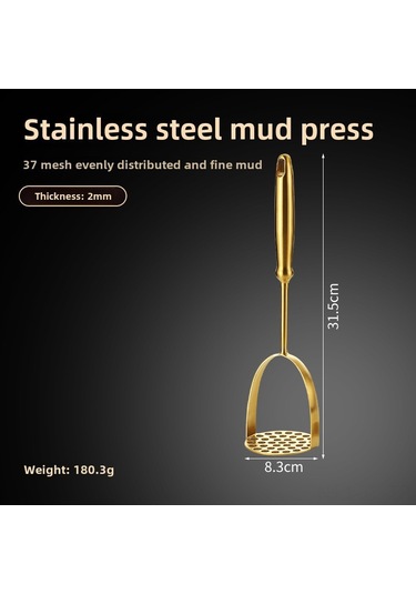 Hombey Ev Mutfak İçin Çok Amaçlı Paslanmaz Çelik Patates Ezici - Sarı Kalebik Modeli Ezme, Sıkma, Dövme Aleti