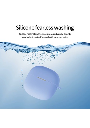 Huawei Freeclip 2 Kulaklık Uyumlu Mat Silikon Kılıf + Kanca Açık Mavi