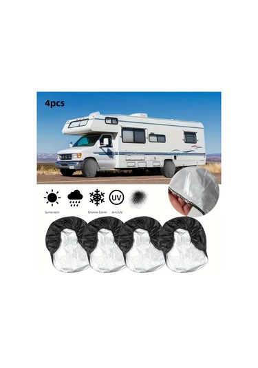 Dashanshop Lastik Kılıfı 4lü Set Ev Tipi Karavan Güneşten Koruma Yaşlanma Önleyici Universal