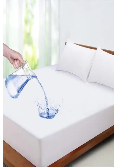 Evony Çift Kişilik 160x200+30 Cm Pamuklu Fitted Sıvı Geçirmez Alez Beyaz