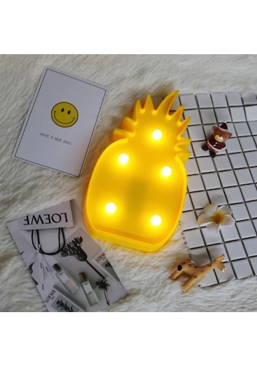 Led Işıklı Ananas Gece Lambası Dekoratif Led Aydınlatma Çok Renkli