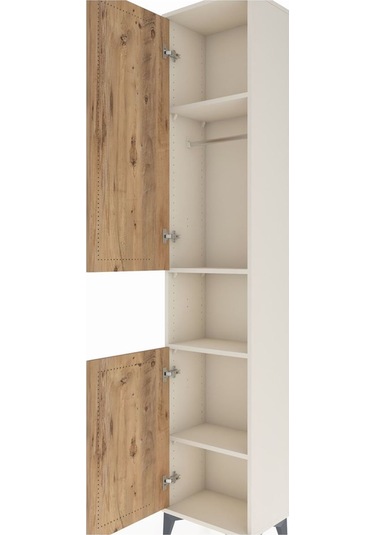 Arges Dolap 4 Raflı 2 Kapaklı Tek Askılı 44x30x221 Aytaşı-çam Aytaşı