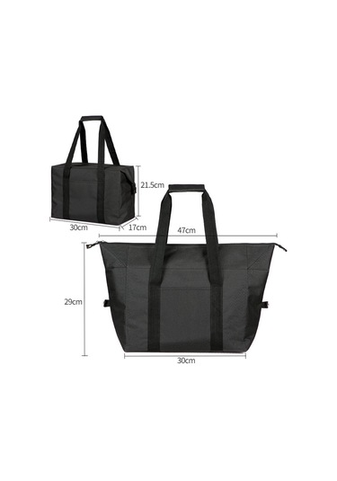 Taşınabilir Yalıtımlı Soğutucu Çanta Çok İşlevli Büyük Kapasiteli Öğle Yemeği Çantası Seyahat Kamp Piknik Siyah Çok Renkli