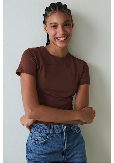 Penti Kapuçino Bisiklet Yaka Slim Fit Modal Baby Tee Tişört