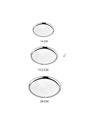 6'lı Paslanmaz Çelik Sunum Tatlı Tabağı İkram Tabağı 17 Cm