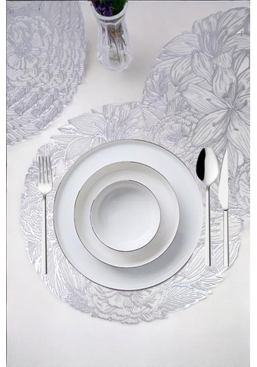 Digithome Acar 6 Lı Amerikan Servisi Supla Yuvarlak Gümüş 38 Cm Acr-283 C320.033 Gümüş