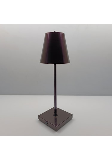 Konik Şapka Masa Lambası Şarjlı Metal Mor