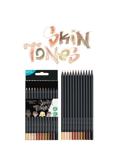 Eskiz Defteri A5 120 Gr 50 Yp Black Edition Boya Kalemi 12 Renk Cepli Siyah Kalemlik 24 Bölmeli Set