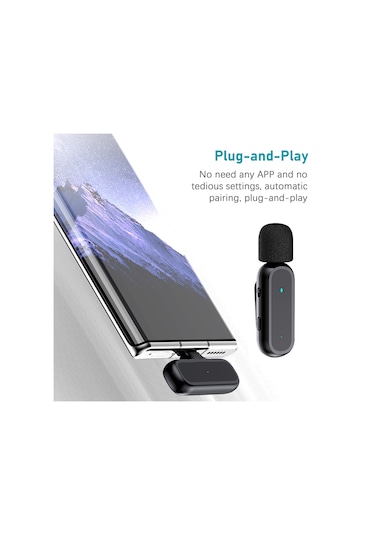 Springsun Mikrofon Taşınabilir Tek Tetikli İki Kablosuz Klipsli Mikrofon Sistemi Video Kayıt Mikrofonu