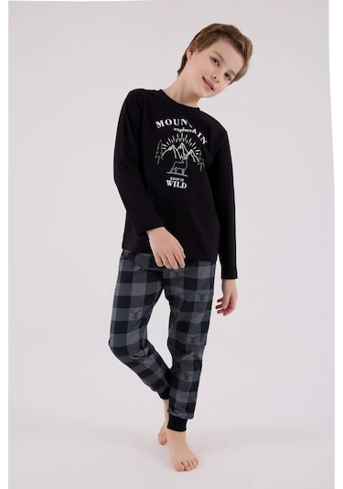 Arnetta Erkek Çocuk Uzun Kol Pijama Takımı 3501-2 Siyah