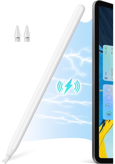 Novstrap  İpad Pro 12.9 2/3/4/5/6 Nesil İle Uyumlu Dokunmatik Tablet Kalemi 2. Nesil Smart Pencil Stylus Manyetik Şarj Avuç İçi Reddi