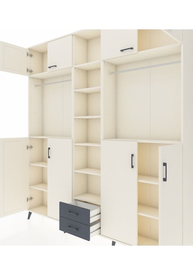 Arges Dolap 14 Raflı 2 Çekmeceli 2 Askılı 220x30x243 Aytaşı-aytaşı/antrasit Aytası/antrasıt