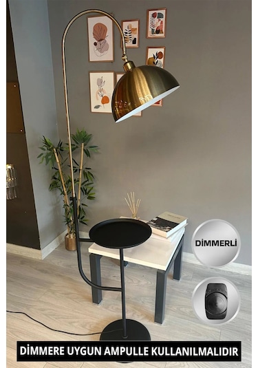 Dimmerli Işığı Ayarlanabilen Işığı Artırılıp Azaltılabilen Eskitme-siyah Hareketli Başlık Lambader Yeşil