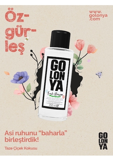 Golonya Taze Çiçek Kokulu Cam Şişe Kolonya 250 ML