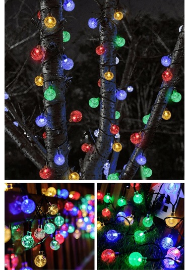 Technosmart 30 Ledli 8 Modlu Solar Kristal Top Rgb Işık Bahçe Aydınlatma Dekorasyon Güneş Enerji