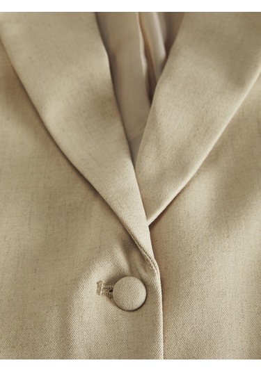 Jack & Jones Kadın Tek Dügmeli Keten Karışımlı Ceket - Ellis - 12268835 Feather Gray