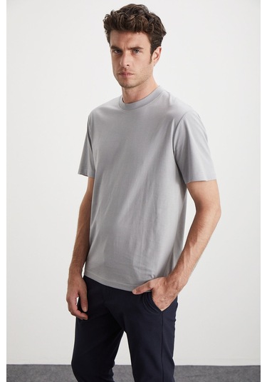 Cultıvated  Erkek 3'lü Kalın Dokulu Regular %100 Organik Pamuk Ind/ayeşil/agri T-shirt