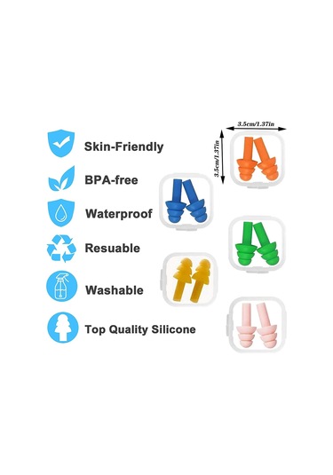Yüzme İçin 20 Çift Kulak Tıkacı, Yeniden Kullanılabilir Silikon Su Geçirmez Kulak Tıkacı