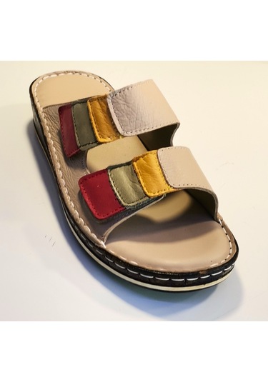 Castle Black 21315 Kadın Deri Comfort Terlik Bej