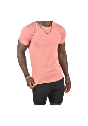 Deepsea Gülkurusu Erkek Dar Kesim Basic Tişört 1801131 Gülkurusu