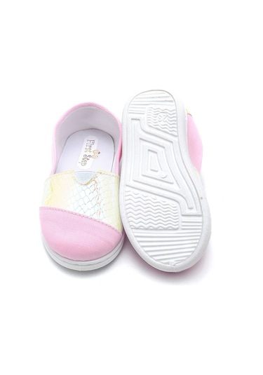 Balık Pullu Keten Çocuk Ayakkabısı-pudra-f-484 Pudra
