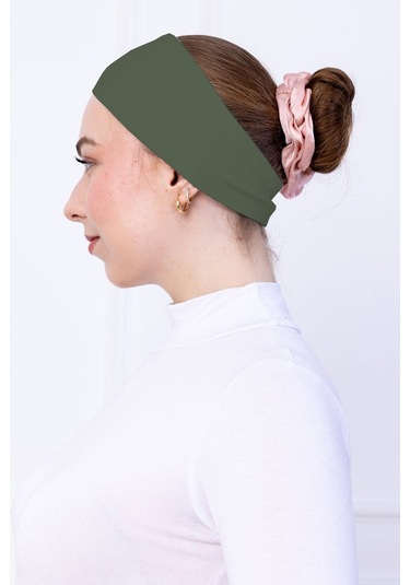 Kaymayan Silikonlu Bandana Bone - Sportif Saç Bandı-haki Haki