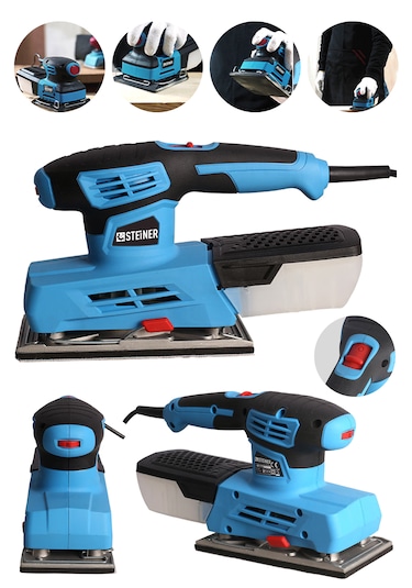 Steiner ST-1200W Devirli Elektrikli Titreşim Toz Haneli Zımpara Mavi