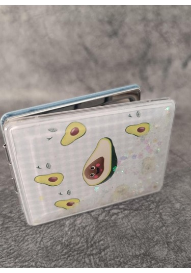 Cep Ayna Avokada Makyaj Çanta Seyahat Taşınabilir Ayna Simli Sulu Kozmetik Çok Renkli