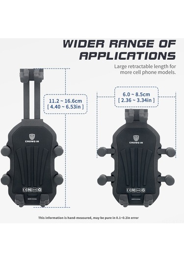 Besthome1 Dayanıklı Motosiklet Telefon Tutucu - 8 Kollu Ayarlanabilir, Titreşim Önleyici, Çalınmaya Karşı Korumalı Siyah Siyah