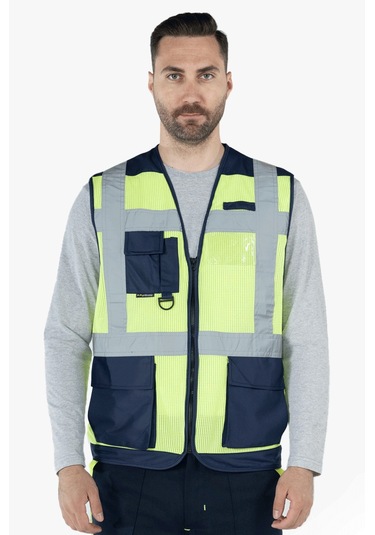 Fileli Mühendis İkaz Yeleği Reflektörlü Fosforlu
