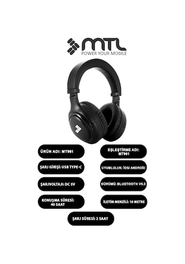 Kablosuz Stereo Kulaklık - Extra Bass Ve Katlanabilir Tasarım Ios Ve Android Uyumlu