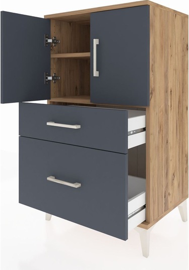 Hyperion Komodin 2 Raflı 2 Çekmeceli 2 Kapaklı 60x44x106 Çam-antrasit Atlas Çam